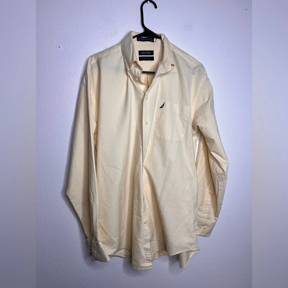 Yellow Nautica Vintage Oxford Button Down Shirt 100% cotton